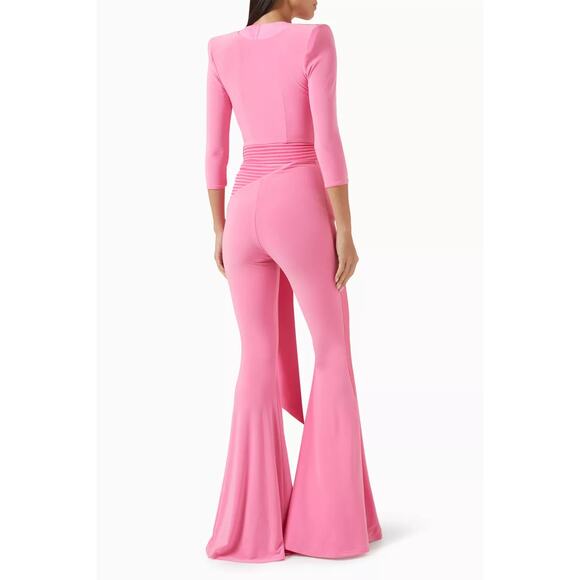 NWT Zhivago Idunn Jersey Surplice V-Neck Flare Leg Jumpsuit Pink Women's US 6 - Picture 2 of 8